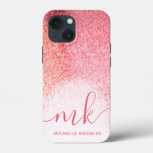 Glitzer-Rosa-Roségold-Monogramm-Skript Case-Mate iPhone Hülle