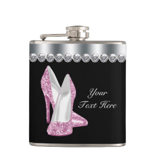 Glitzer Rosa Schuhe Rosa und Schwarz Flachmann