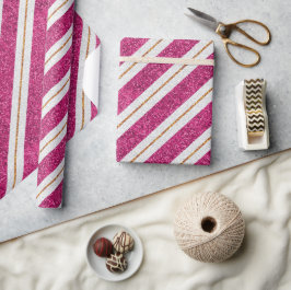Glitzer-Rosa- und Goldliniendesigns, Verpackungspa Geschenkpapier