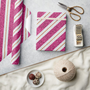 Glitzer-Rosa- und Goldliniendesigns, Verpackungspa Geschenkpapier