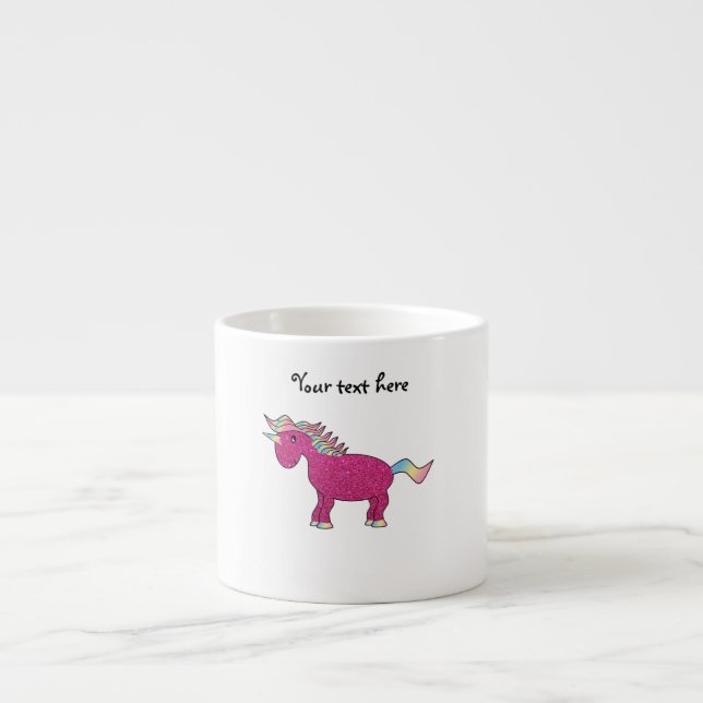 Glitzer rosa Unicorn Espressotasse (Vorderseite)