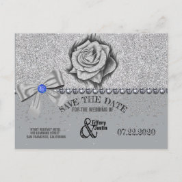 Glitzer, Rose, Diamanten und Bow Save the Date Kar Ankündigungspostkarte