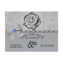 Glitzer, Rose, Diamanten und Bow Save the Date Kar