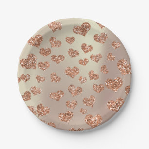 Glitzer Rose Foxier Goldröhren Konfetti Kupfer Pappteller