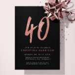 Glitzer Rose Gold 40. Geburtstag Party Einladung<br><div class="desc">Feiern Sie 40 Jahre mit dieser Rose Gold Glitzer-Einladung aus  und Imitat mit einem großen stylisierten 40</div>