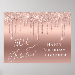 Glitzer Rose Gold 50. Geburtstagsparty Poster