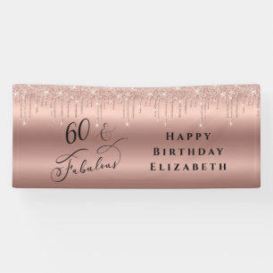 Glitzer Rose Gold 60. Geburtstagsparty Banner