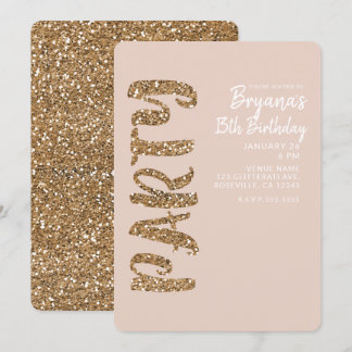 Glitzer Rose Gold Blush JEDE ALTER Geburtstagspart Einladung