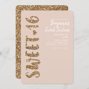 Glitzer Rose Gold Blush Sweet 16 16 Party Einladung