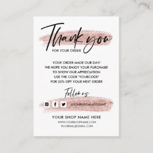 Glitzer Rose Gold DANK DANKEN SIE HAND LETTERED UN Begleitkarte