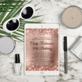 Glitzer Rose Gold Foil Überraschung 50. Geburtstag Einladung
