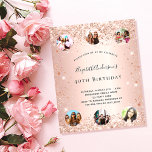 Glitzer Rose Gold Foto Einladung Flyer<br><div class="desc">Bitte beachten Sie, dass diese Einladung auf Flyer Papier und sehr dünn ist. Umschläge sind nicht enthalten. Für dickere Karten (das gleiche Design) besuchen Sie bitte unseren Shop. Für eine elegante 50. Geburtstagsfeier (oder jedes Alter). Eine Rose goldener Hintergrund. Mit Rose Gold dekoriert, Glitzer Imitat aus dem Rost. Personalisieren und...</div>