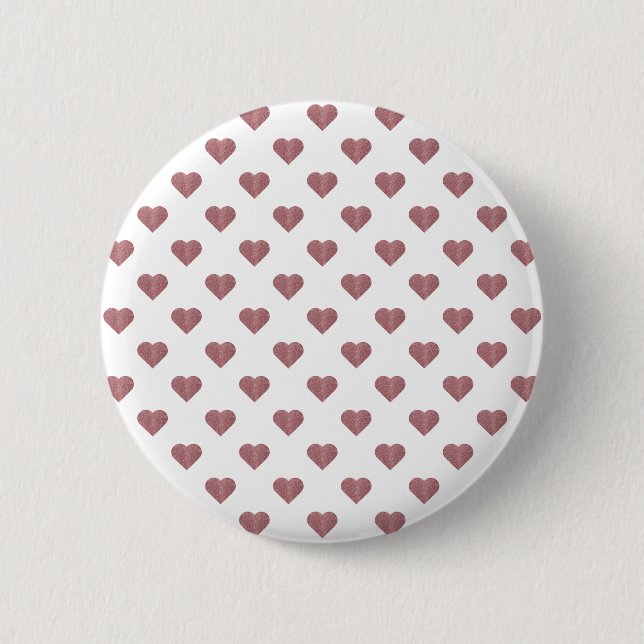 Glitzer Rose Gold Herzstück Weiße Hintergrundgesch Button (Vorderseite)