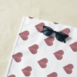 Glitzer Rose Gold Herzstück Weiße Hintergrundgesch Strandtuch