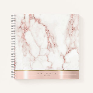 Glitzer-Rose Gold ID802 aus gebürstetem Metallband Notizbuch