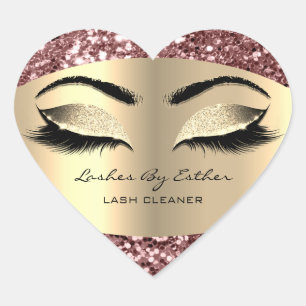 Glitzer Rose Gold Lashes durch saubereres Herzklop Herz-Aufkleber
