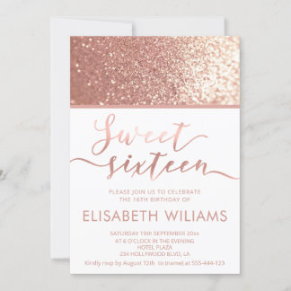 Glitzer Rose Gold minimalistische Chic Kalligraphi Einladung