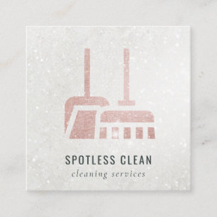 Glitzer Rose Gold Rosa Zimmerreinigung Quadratische Visitenkarte