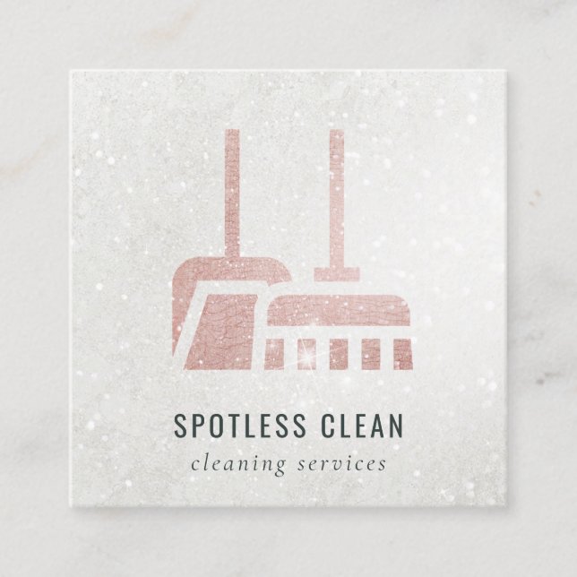 Glitzer Rose Gold Rosa Zimmerreinigung Quadratische Visitenkarte (Vorderseite)