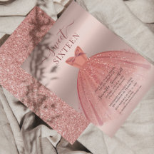 Glitzer Rose Gold Sweet 16 Tage Party Einladung