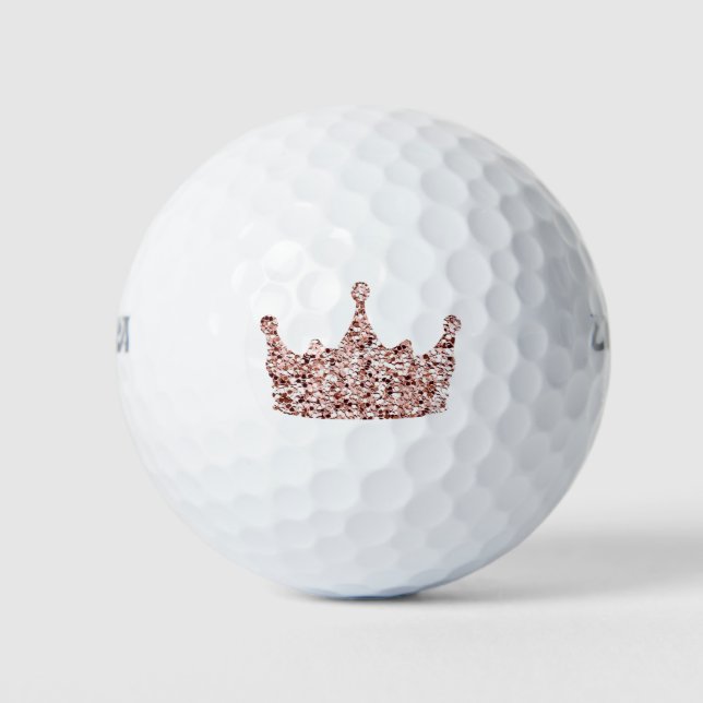 Glitzer Rose Goldkrone Clipart Königin ClipartCrow Golfball (Vorderseite)