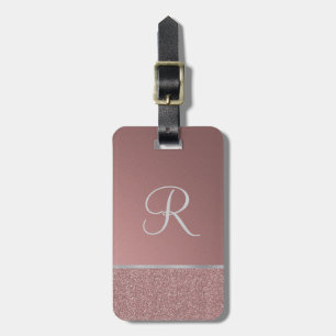 Glitzer-Rosen-Rosa mit silbernem Monogramm Gepäckanhänger