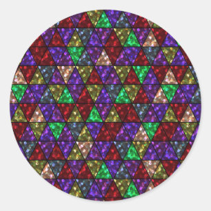 Glitzer. Rot, grün, lila. Runder Aufkleber