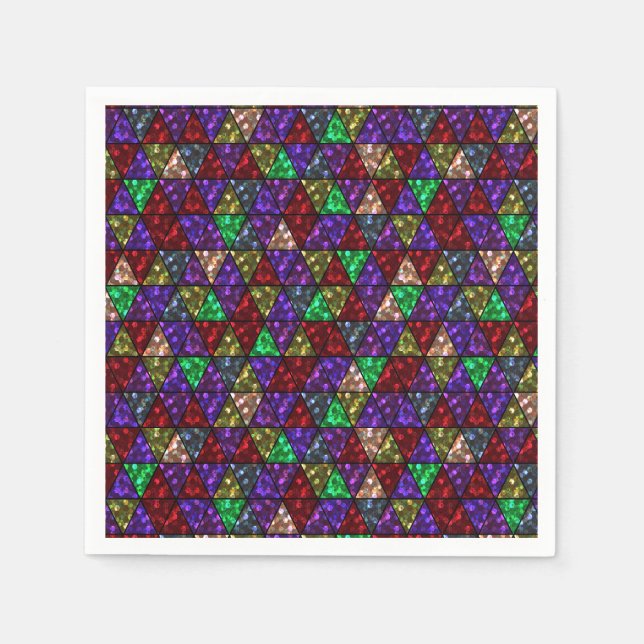 Glitzer. Rot, grün, lila. Serviette (Vorderseite)