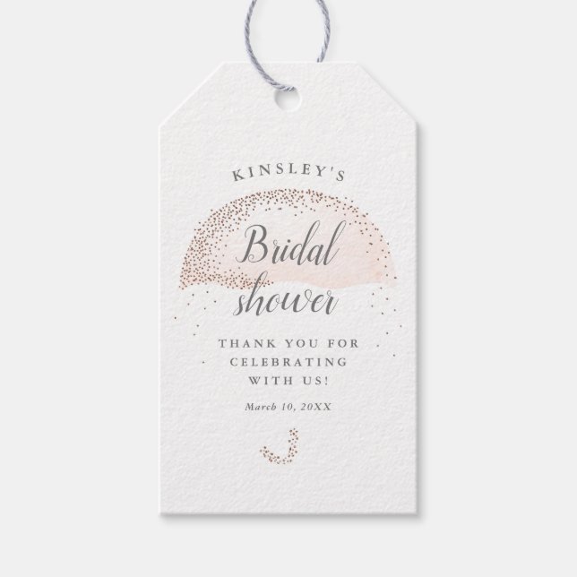 Glitzer rot Schirm Brautparty vielen Dank Geschenkanhänger (Vorderseite)