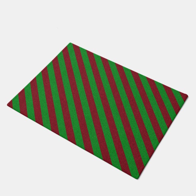 Glitzer Rot und Grün Fußmatte (Schrägansicht)