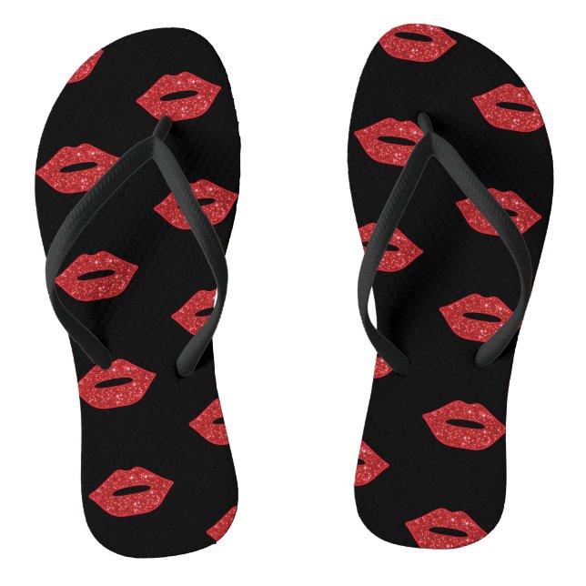 Glitzer Rote Lippen - Falconeria Locarno Flip Flops (Fußbett)
