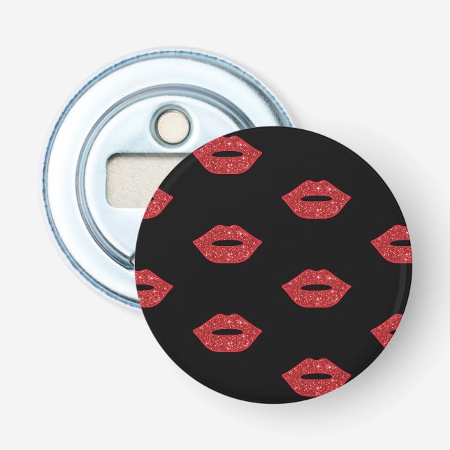 Glitzer Rote Lippen, Kisses Flaschenöffner (Vorderseite)
