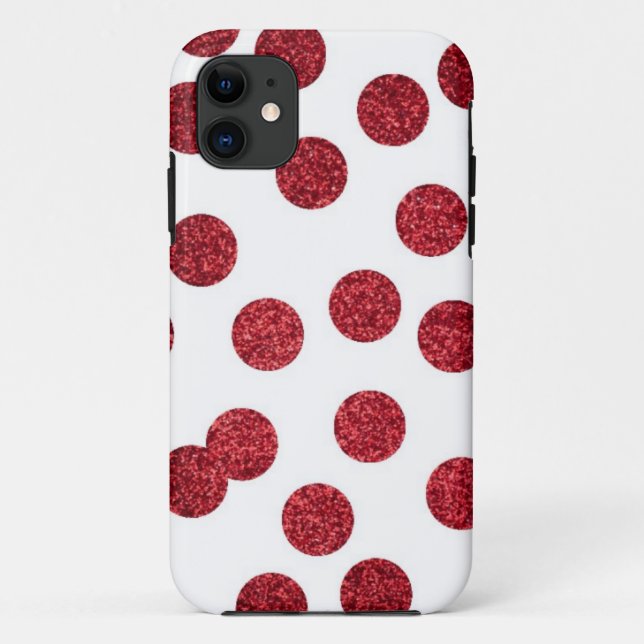 Glitzer roter iPhone Kasten (Polka-Punkte) Case-Mate iPhone Hülle (Rückseite)