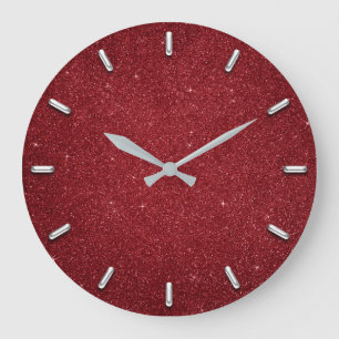 Glitzer-roter karminroter silbernes große wanduhr
