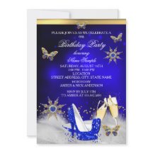 Glitzer Royal Blue Butterfly Heelse Gold Champagne