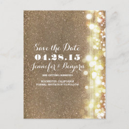Glitzer-Saitenleuchten elegant Save the Date elega Ankündigungspostkarte