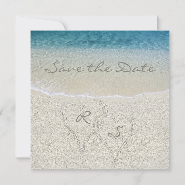 Glitzer Sandy Beach Hochzeit Save the Date (Vorderseite)