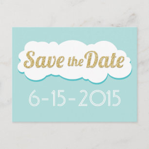 Glitzer Save the Date Postcard Aqua Ankündigungspostkarte