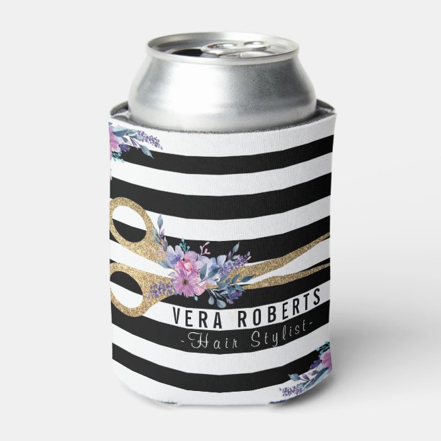 Glitzer Schere Schönheitssalon Blumenstrauß Dosenkühler (Kanne Vorderseite)
