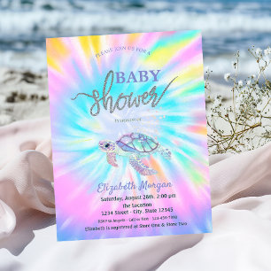Glitzer-Schildkröte-Tie-Dye-Baby-Party Einladung