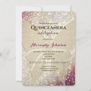 Glitzer Schmetterling Quinceañera Einladung