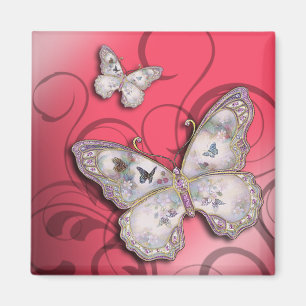 "Glitzer-Schmetterlinge" (Rosa) durch Cheryl Magnet