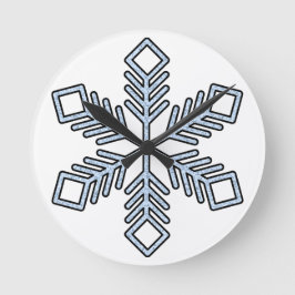 Glitzer-Schneeflocke - Babyblaue Äste Runde Wanduhr