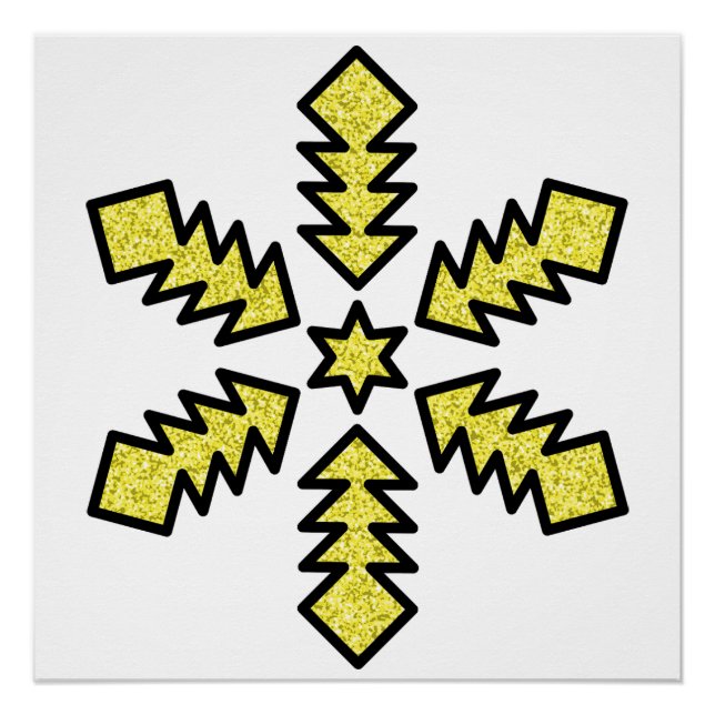 Glitzer-Schneeflocke - Gelber Stern Poster (Vorderseite)
