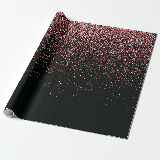 Glitzer Schwarz/Rosa Geschenkpapier (Ungerollt)