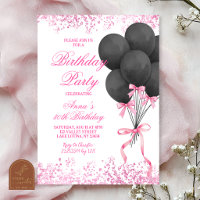 Glitzer-Schwarz- und Rosa-Ballon-Geburtstagsfeier