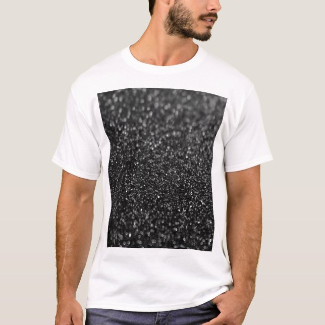 Glitzer-schwarzes glänzendes T-Shirt (Vorderseite)