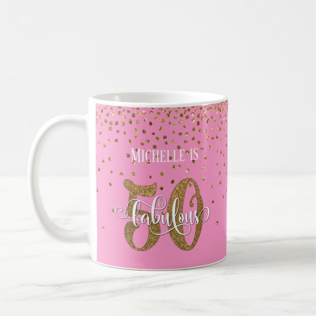 Glitzer & Script 50 & Fabulous Over Pink Kaffeetasse (Links)