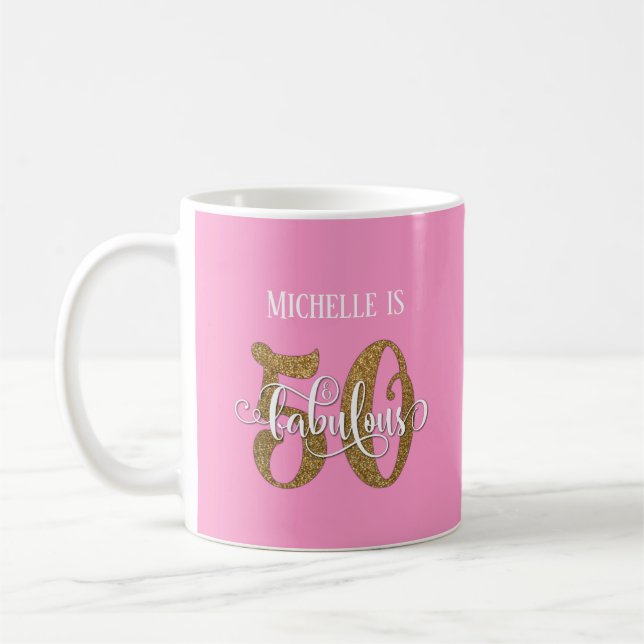 Glitzer & Script 50 & Fabulous Over Pink Kaffeetasse (Links)