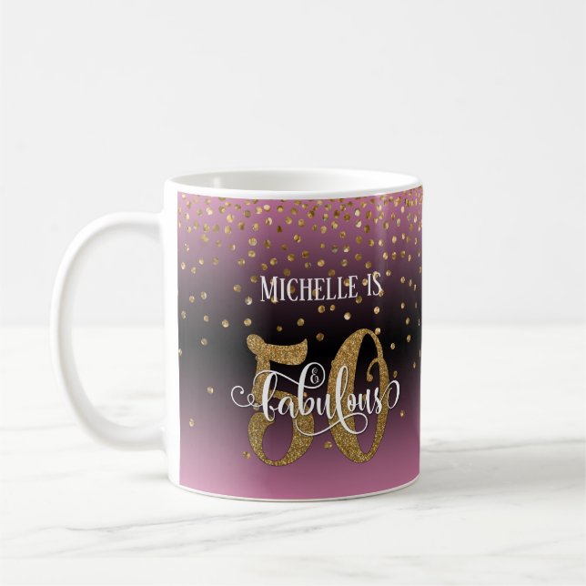Glitzer & Script 50 & Fabulous, Pink Black Ombre Kaffeetasse (Links)